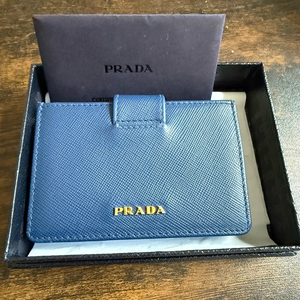 Prada Blue accordion wallet